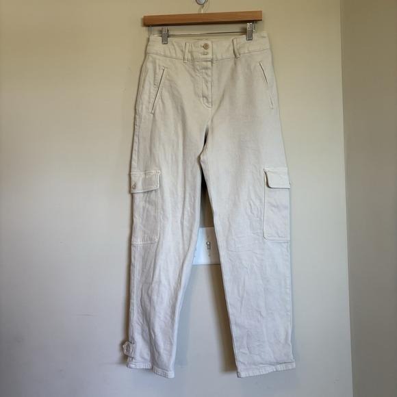 Aritzia Wilfred Free Pants Womens 6 Modern Cargo Pant‎ High Waisted Cream Twill - Picture 1 of 13